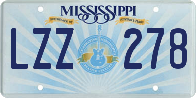 MS license plate LZZ278