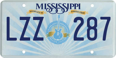 MS license plate LZZ287