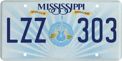 MS license plate LZZ303