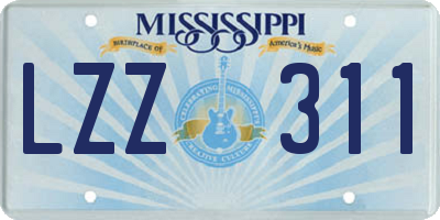 MS license plate LZZ311