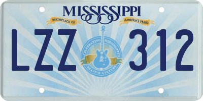 MS license plate LZZ312