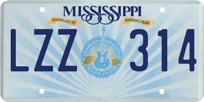 MS license plate LZZ314
