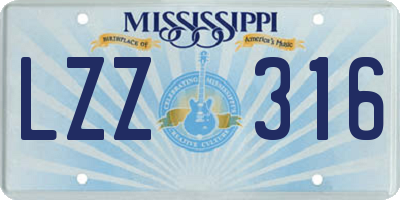 MS license plate LZZ316