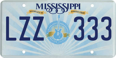 MS license plate LZZ333