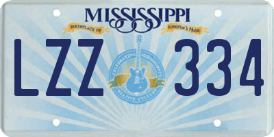 MS license plate LZZ334