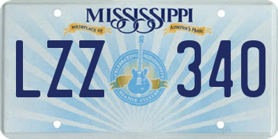 MS license plate LZZ340