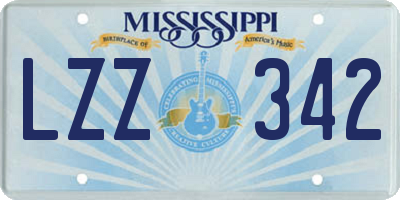 MS license plate LZZ342