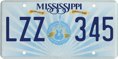 MS license plate LZZ345