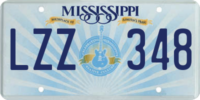 MS license plate LZZ348