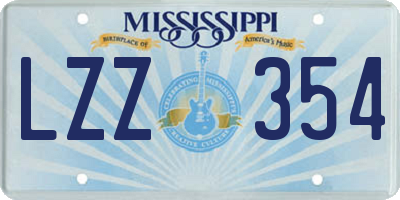 MS license plate LZZ354
