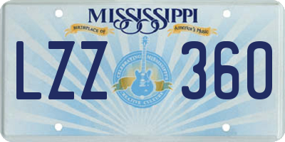 MS license plate LZZ360