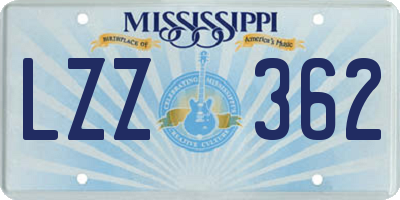 MS license plate LZZ362