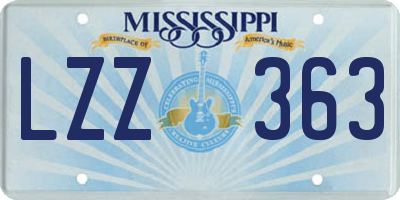 MS license plate LZZ363