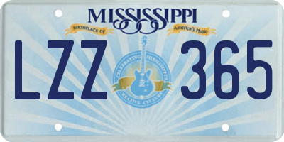 MS license plate LZZ365