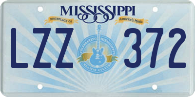 MS license plate LZZ372