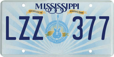 MS license plate LZZ377