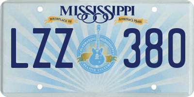 MS license plate LZZ380