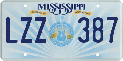 MS license plate LZZ387