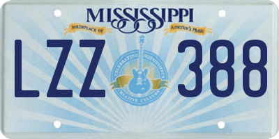 MS license plate LZZ388