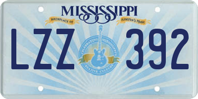 MS license plate LZZ392