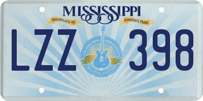 MS license plate LZZ398