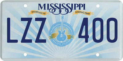 MS license plate LZZ400