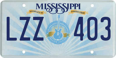 MS license plate LZZ403