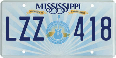 MS license plate LZZ418
