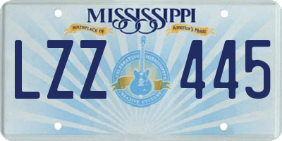 MS license plate LZZ445