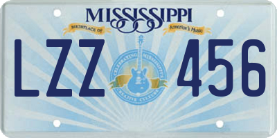 MS license plate LZZ456