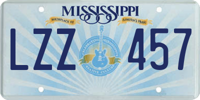 MS license plate LZZ457