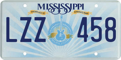 MS license plate LZZ458