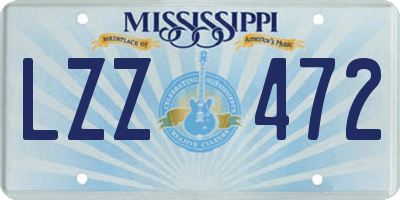 MS license plate LZZ472