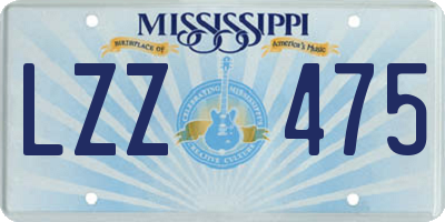 MS license plate LZZ475