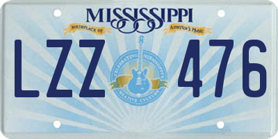 MS license plate LZZ476