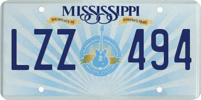 MS license plate LZZ494