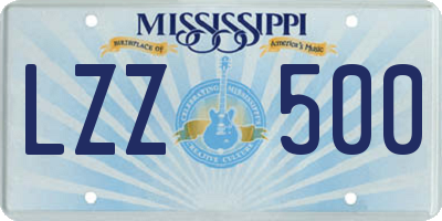 MS license plate LZZ500