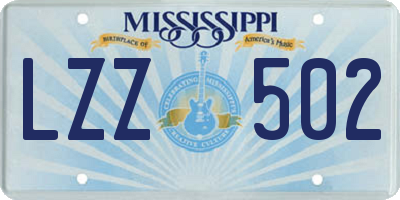 MS license plate LZZ502