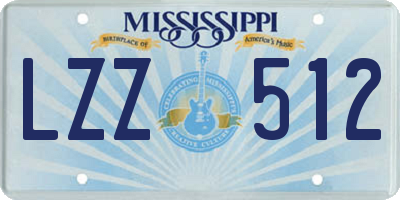 MS license plate LZZ512