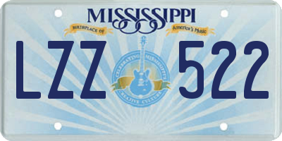 MS license plate LZZ522