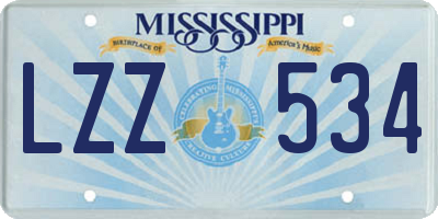 MS license plate LZZ534