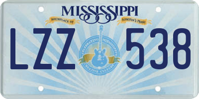 MS license plate LZZ538