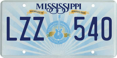 MS license plate LZZ540