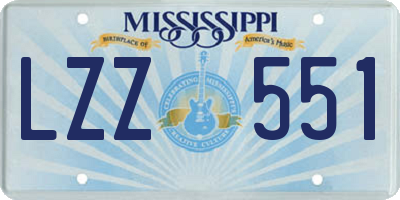 MS license plate LZZ551