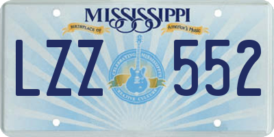 MS license plate LZZ552