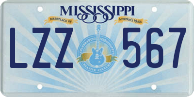 MS license plate LZZ567
