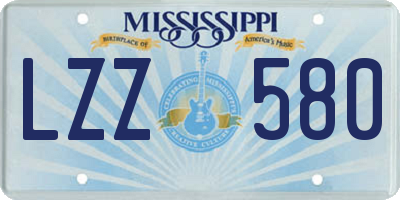 MS license plate LZZ580
