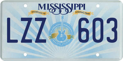 MS license plate LZZ603