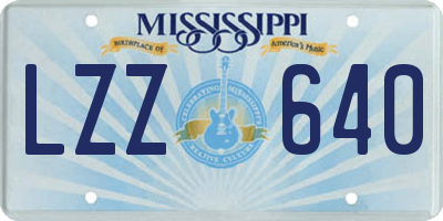MS license plate LZZ640