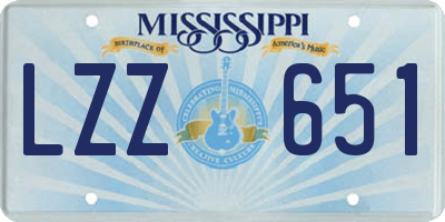 MS license plate LZZ651